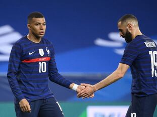 Mbappé y Benzema, en el último amistoso de la selección francesa