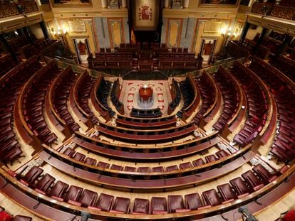 El hemiciclo del Congreso de los Diputados vacío, en julio de 2019.