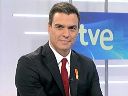 Pedro Sánchez, durante la entrevista, este lunes.