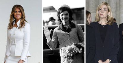 De izquierda a derecha: Melania Trump, Jackeline Kennedy y la infanta Cristina.