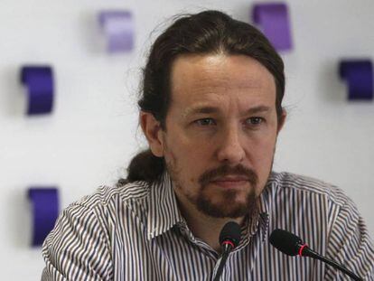 Pablo Iglesias, en la sede de Podemos.