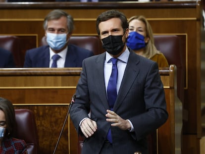 Pablo Casado, este miércoles en el Congreso.