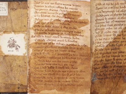 Páginas del códice del 'Cantar de Mío Cid', del siglo XIV.