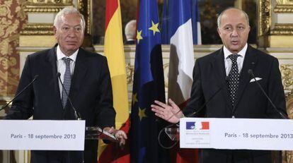 Margallo (izquierda), y su hom&oacute;logo franc&eacute;s, hoy en Par&iacute;s. 