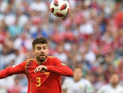 Piqué, durante el Rusia-España del Mundial.