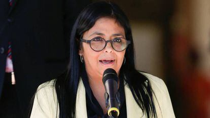 La vicepresidenta de Venezuela, Delcy Rodríguez, en un acto en el Palacio de Miraflores.