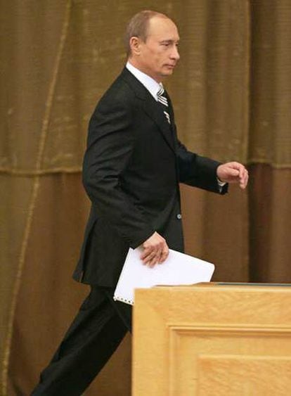 Vladímir Putin, poco antes de pronunciar su discurso.