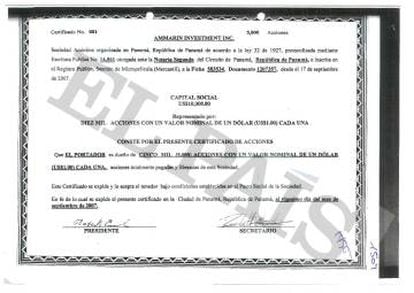 Certificado de la sociedad vinculada al exvicepresidente de la compa&ntilde;&iacute;a estatal Petr&oacute;leos del Per&uacute; Miguel Atala Herrera.