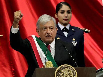 López Obrador, durante su toma de posesión.