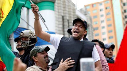 Luis Fernando Camacho durante una protesta contra Evo Morales en 2019.