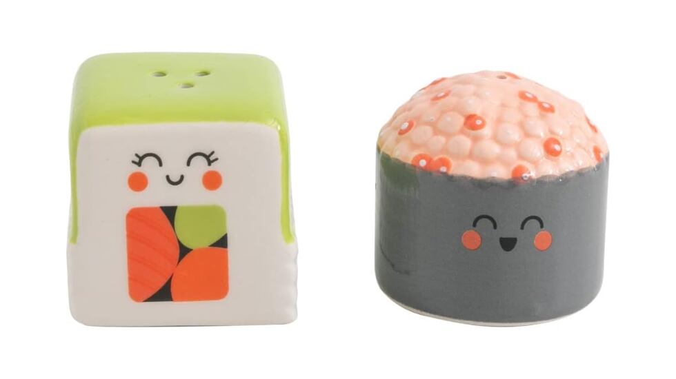 Set de salero y pimentero de Mr.Wonderful, muy originales, con diseños inspirados en piezas de sushi.