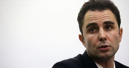 Falciani, en una rueda de prensa del Partido X en enero.