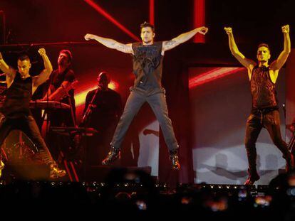 Ricky Martin, en el concierto de este martes en el WiZink Center de Madrid.