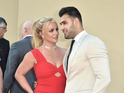 Britney Spears y Sam Asghari, en la 'premiere' en Los Ángeles de 'Érase una vez en... Hollywood', el 22 de julio de 2019.