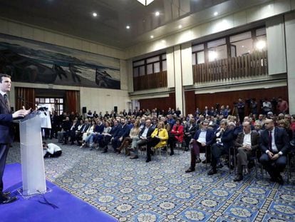 El presidente del PP, Pablo Casado, el pasado 5 de marzo en Oviedo.