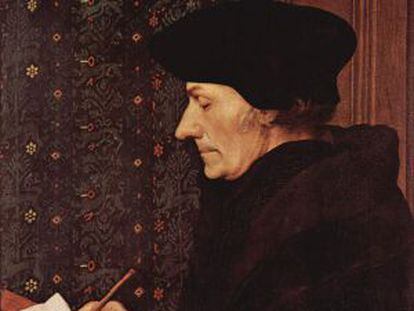 Retrato de Erasmo de Róterdam, de Hans Holbein.