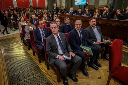 Los 12 líderes independentistas catalanes, en el Tribunal Supremo durante el juicio del 'procés'.