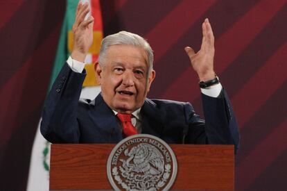 El presidente de México, Andrés Manuel López Obrador, durante su conferencia matutina de este miércoles.