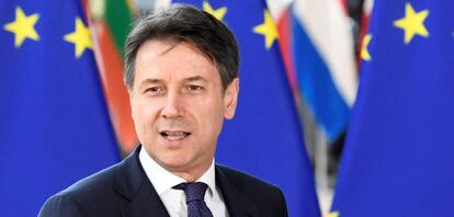 El primer ministro italiano, Giuseppe Conte, en la cumbre de l&iacute;deres de la UE de esta semana. 