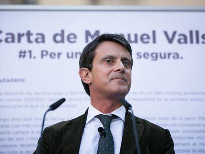 Manuel Valls, candidat a l'alcaldia de Barcelona, dimarts en un acte al Raval.