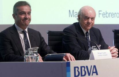 Francisco González, presidente de BBVa y Ángel Cano, consejero delegado