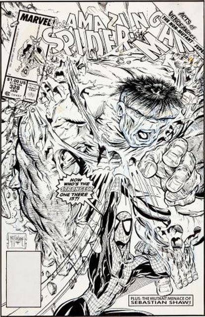 La portada original del número 328 de 'Spiderman', diseñada por Todd McFarlane.