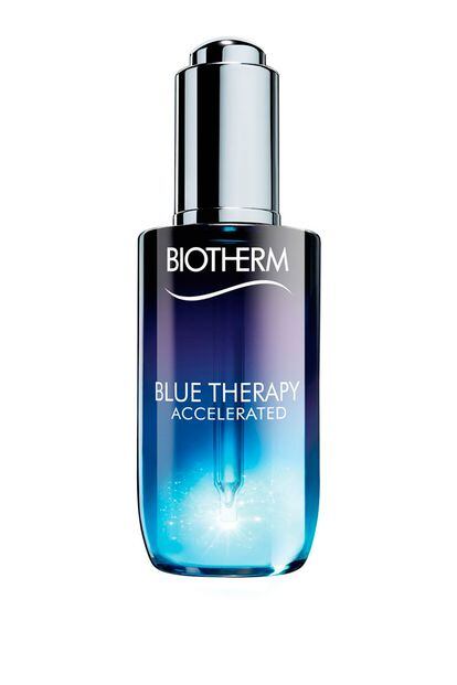 'Serum Blue Therapy Accelerated' de Biotherm, el nuevo serum de acción rápida que promete suavizar y embellecer la piel al instante combatiendo los signos de la edad (60,90 euros/50 ml).