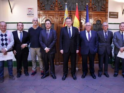 El presidente de la Generalitat, Ximo Puig, y los representantes de Ascer. 