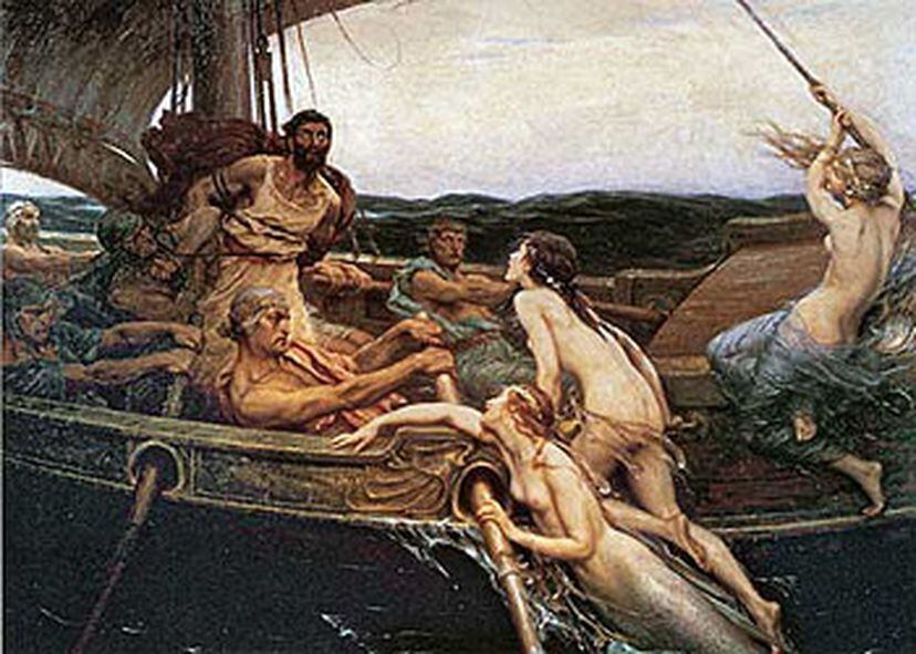 In this painting we can see Ulysses tied to the mast while the sirens approach the ship