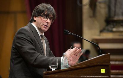 Carles Puigdemont, durante el pleno de este miércoles.