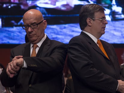 Dante Delgado, dirigente de Movimiento Ciudadano, y Marcelo Ebrard, en 2015.