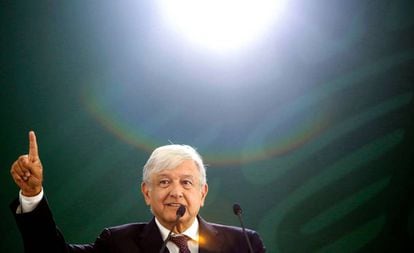 El presidente de México, Andrés Manuel López Obrador, durante una conferencia. 