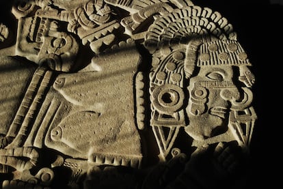 Detalle del monolito de la diosa Coyolxauhqui.