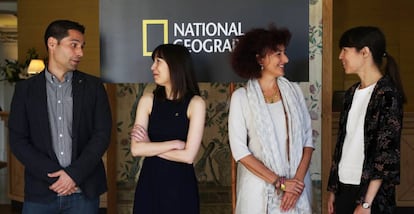 Cuatro investigadores espa&ntilde;oles becados por National Geographic. De izq a drcha David Vel&aacute;zquez, Laura Domingo, Reyes Alejano y Soledad Domingo. 