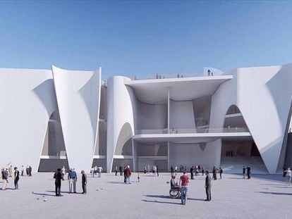 Maqueta virtual del projecte de Toyo Ito per a l'Hermitage de Barcelona. 