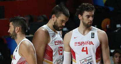 Navarro, Marc y Pau, ante Senegal en el Mundial.