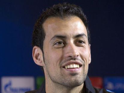 Busquets en una rueda de prensa este lunes.