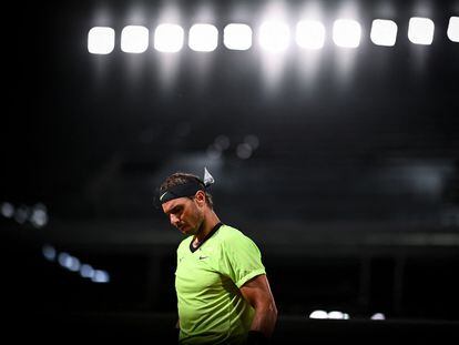 Nadal, durante el partido contra Gasquet en la central del París.