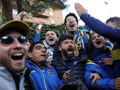Aficionados del Boca Juniors en Madrid.