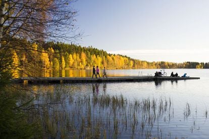 El lago Sognsvann, en los alrededores de Oslo (Noruega).