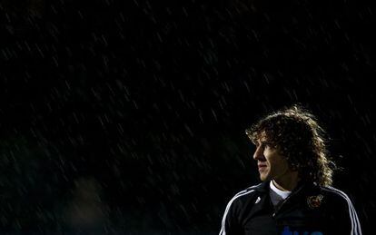 Puyol, durante un entrenamiento con Espa&ntilde;a.