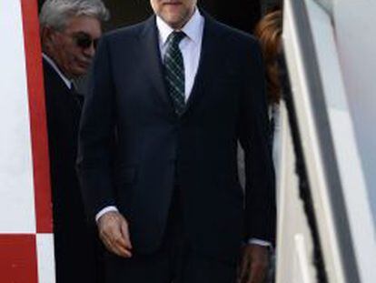 El presidente español, Mariano Rajoy, a su llegada a San Petersburgo (Rusia).