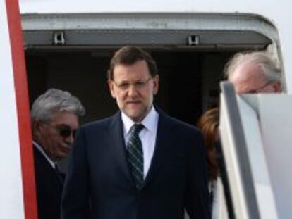 El presidente español, Mariano Rajoy, a su llegada a San Petersburgo (Rusia).