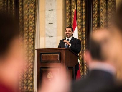 El primer ministro liban&eacute;s, Saad Hariri, este jueves en el Serrallo de Beirut.  