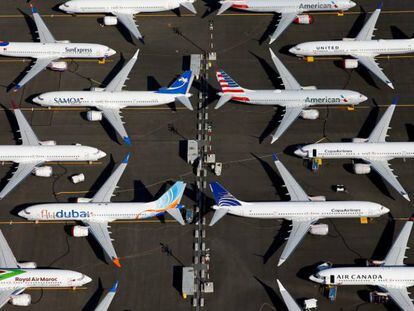 737 MAX aparcados en la sede de Boeing en Seattle (Washington, EE UU).