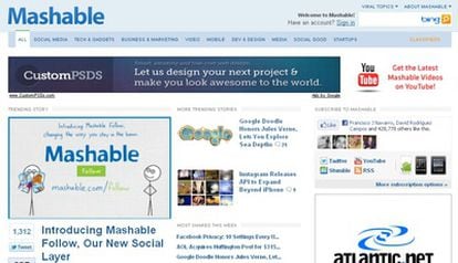 Página principal de Mashable.com.
