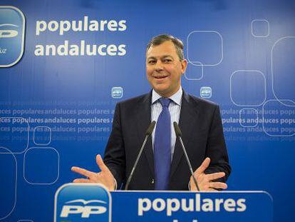 Jos&eacute; Luis Sanz, en la sede del Partido Popular andaluz.