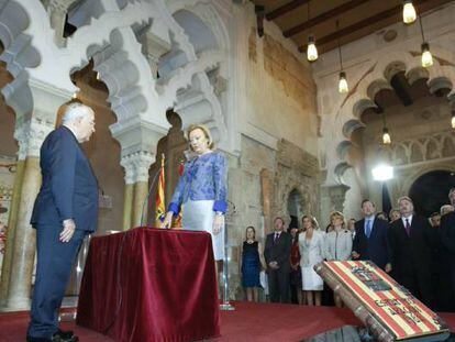 La popular Luisa Fernanda Rudi, durante su toma de posesión como presidenta de Aragón, esta tarde en Zaragoza
