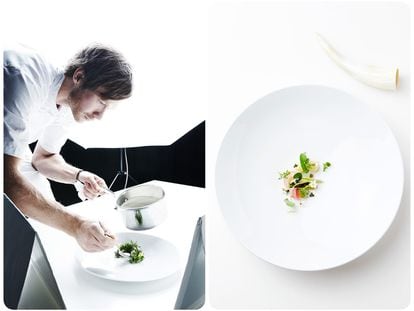 El chef danés Rasmus Kofoed cocinando en Geranium, nombrado el mejor restaurante del mundo.