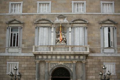 Fachada del Palau de la Generalitat, en la plaça de Sant Jaume de Barcelona.